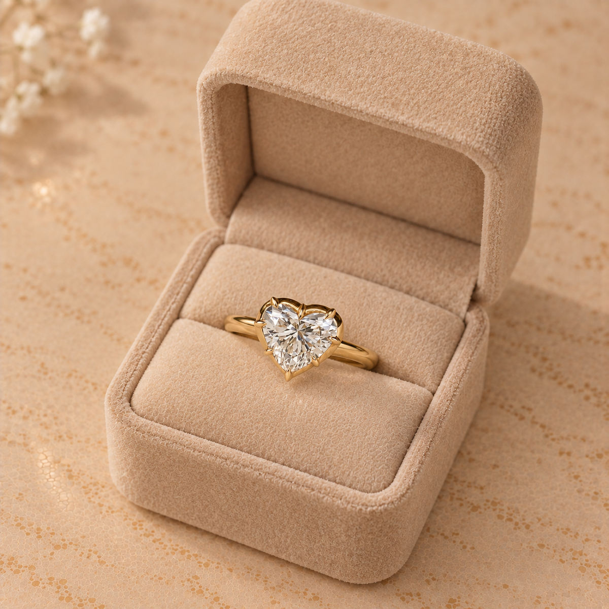 Heart Cut Lab Grown Diamond Solitaire Engagement Ring in 14K Yellow Gold