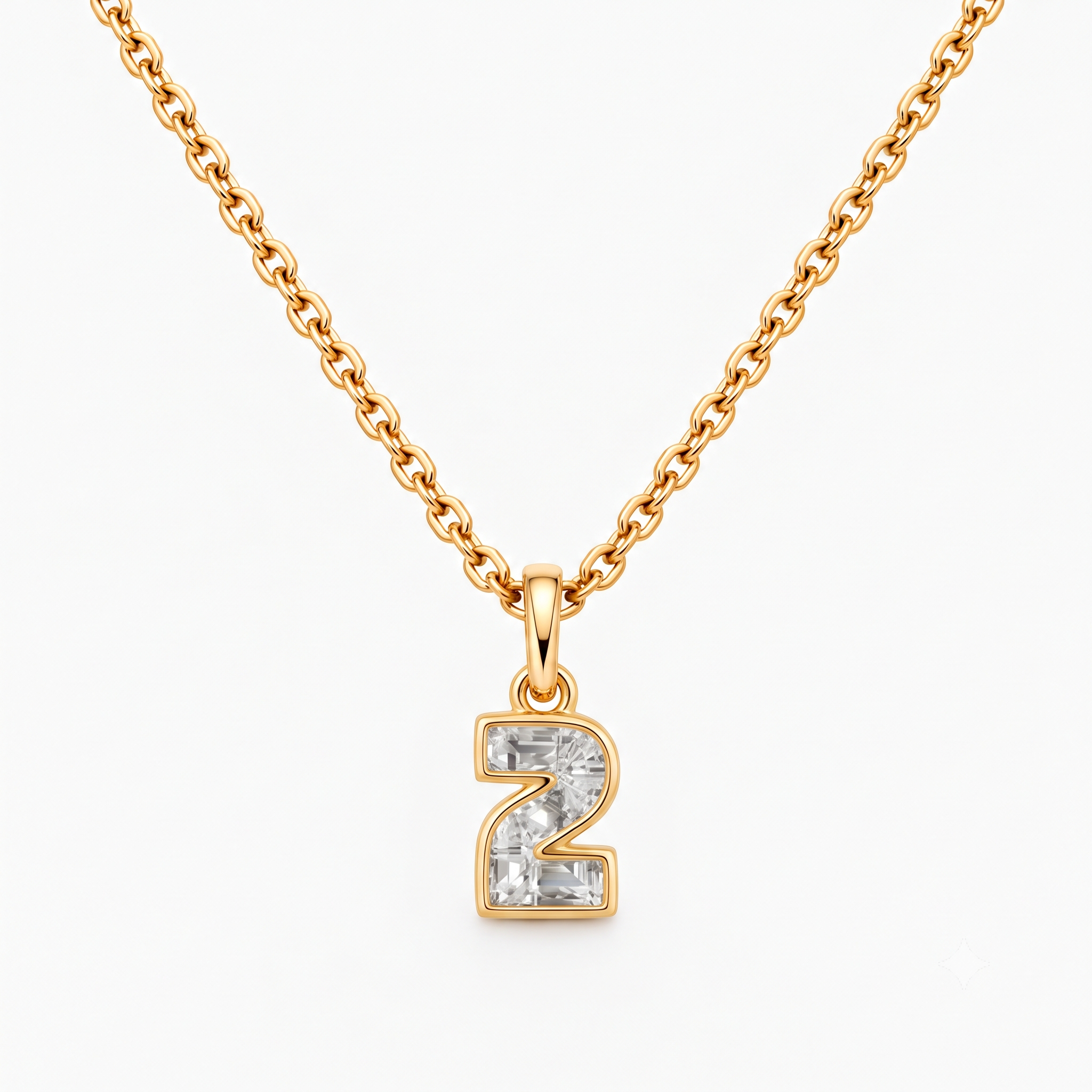 Lab Grown Diamond Number 2 Pendant Necklace in 14K Yellow Gold