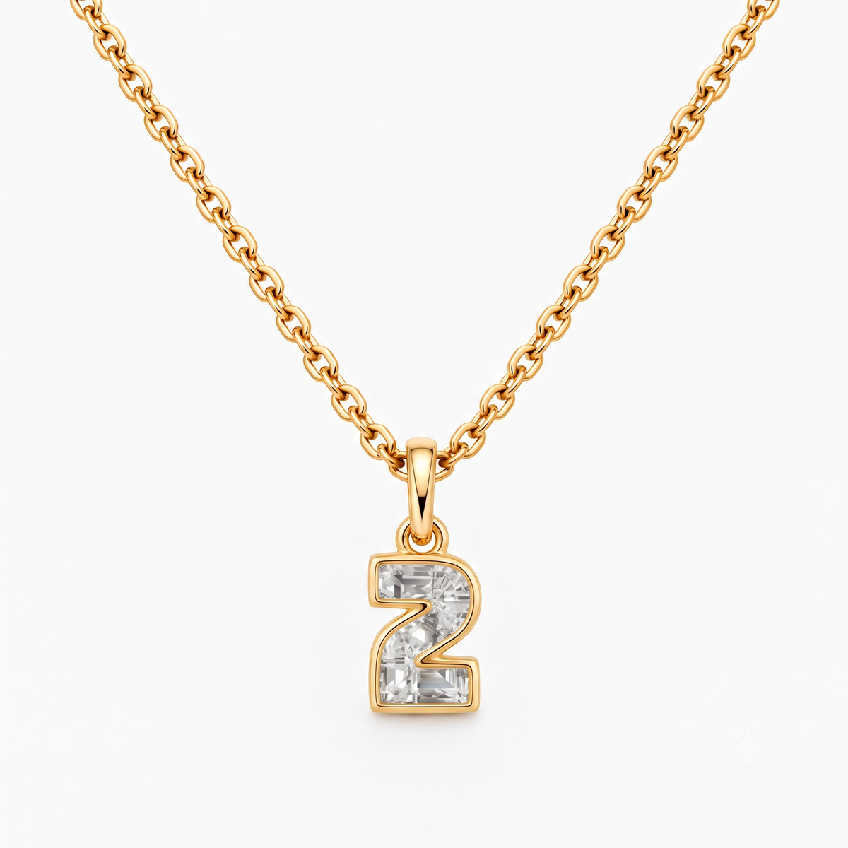 Lab Grown Diamond Number 2 Pendant Necklace in 14K Yellow Gold