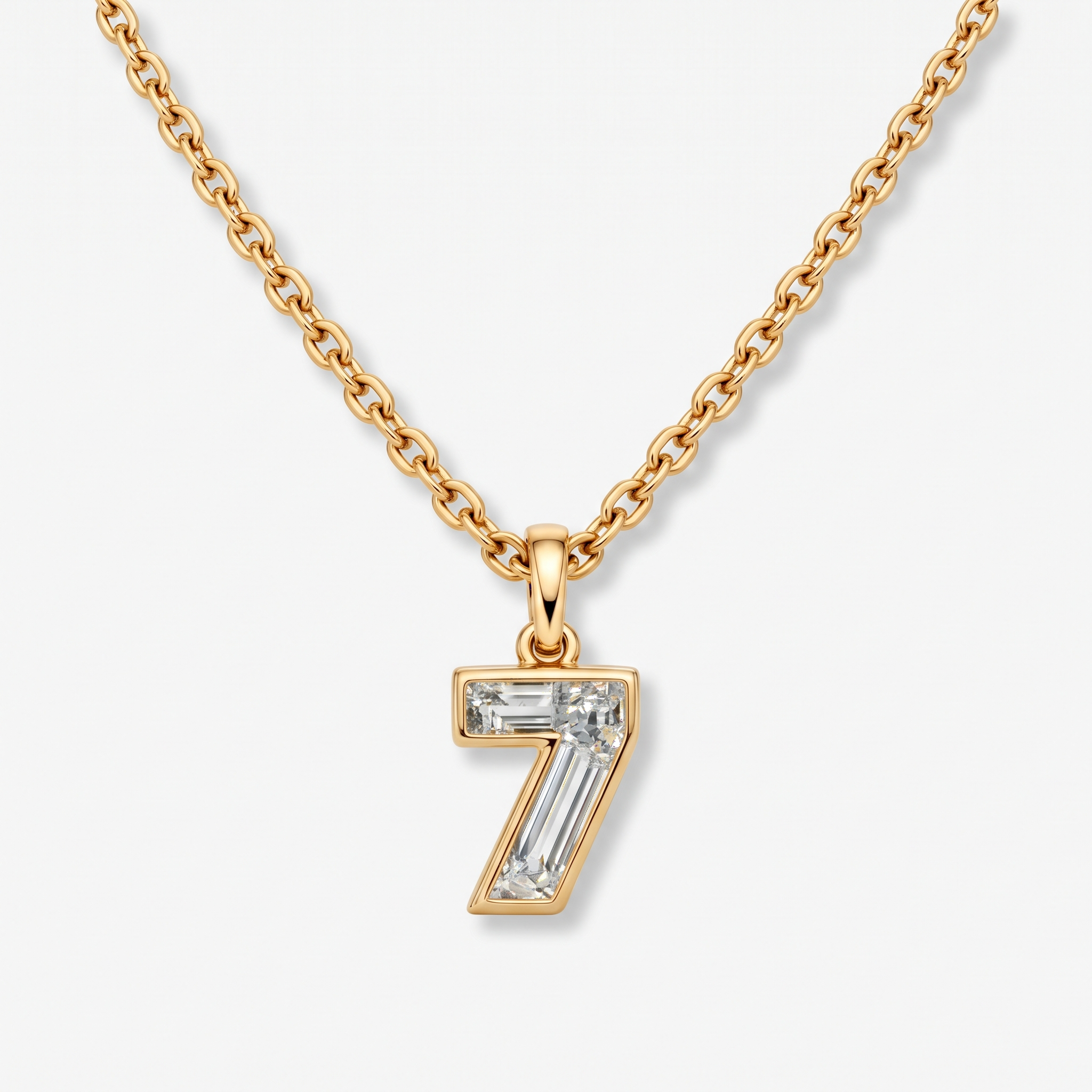 Lab Grown Diamond Number 7 Pendant Necklace in 14K Yellow Gold