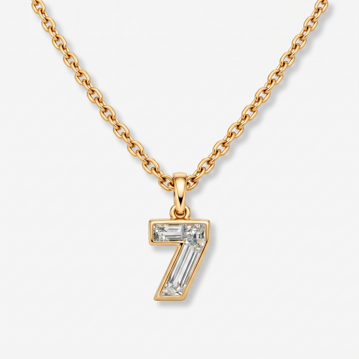 Lab Grown Diamond Number 7 Pendant Necklace in 14K Yellow Gold