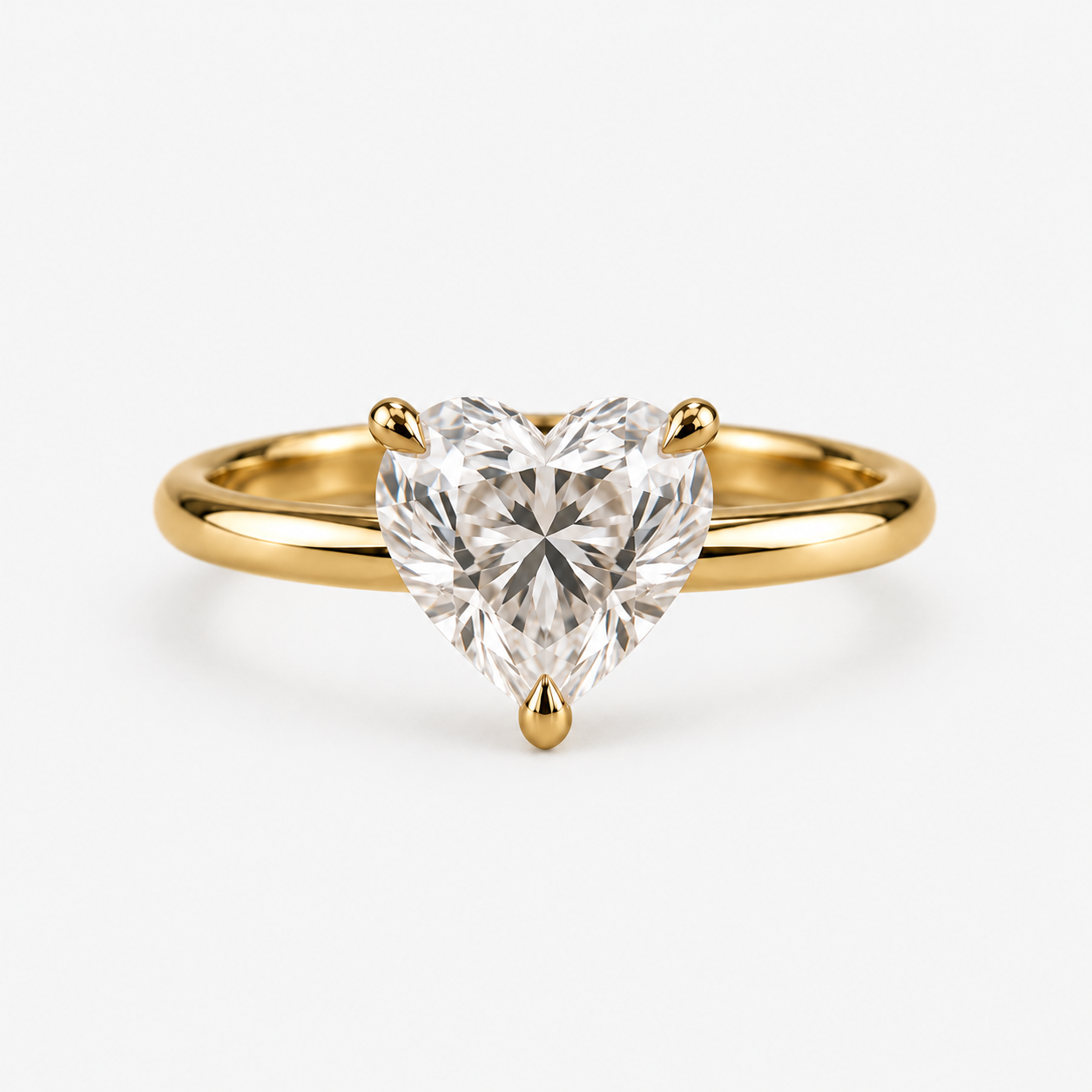 Lab Grown Diamond Heart Cut Solitaire Engagement Ring in 14K Yellow Gold