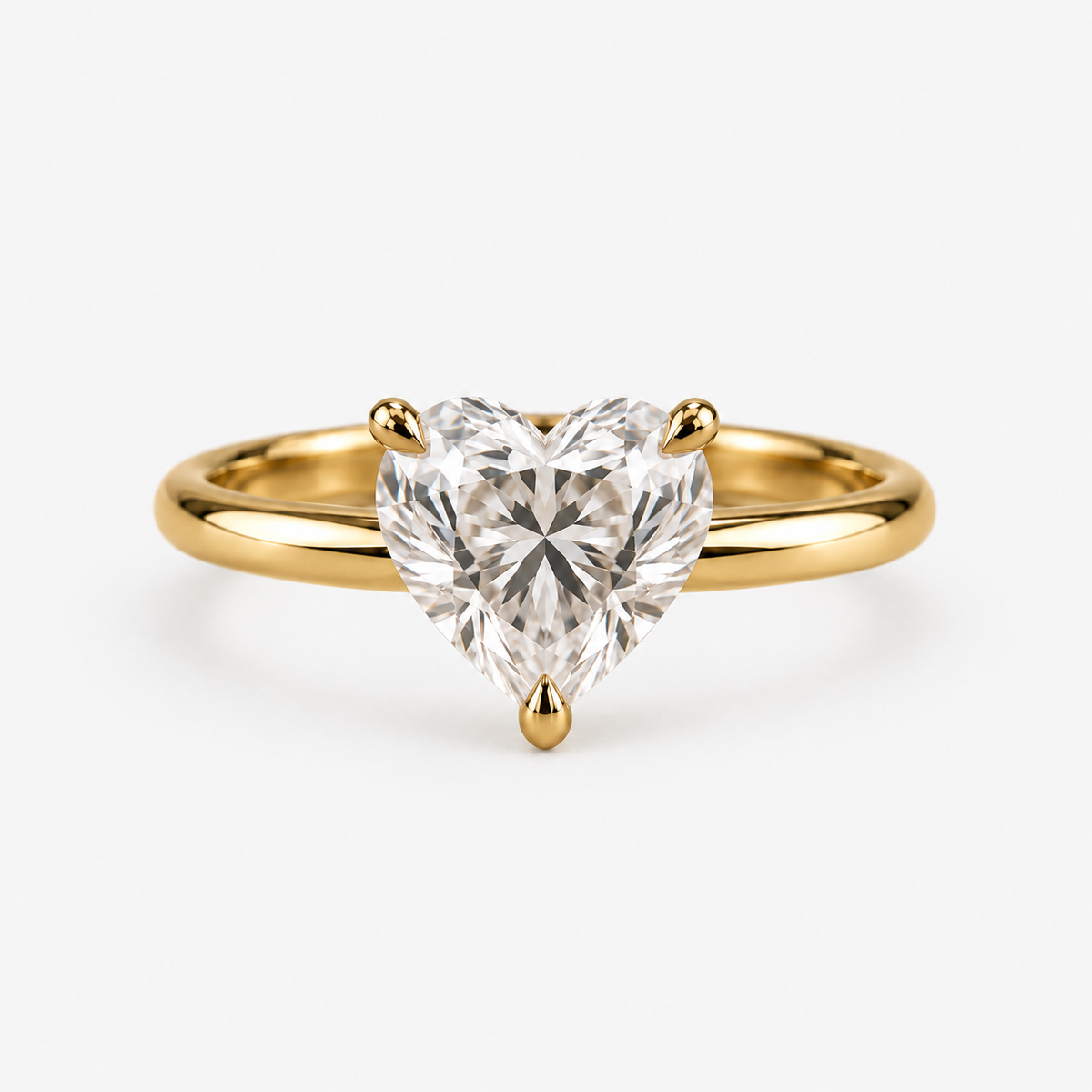 Lab Grown Diamond Heart Cut Solitaire Engagement Ring in 14K Yellow Gold