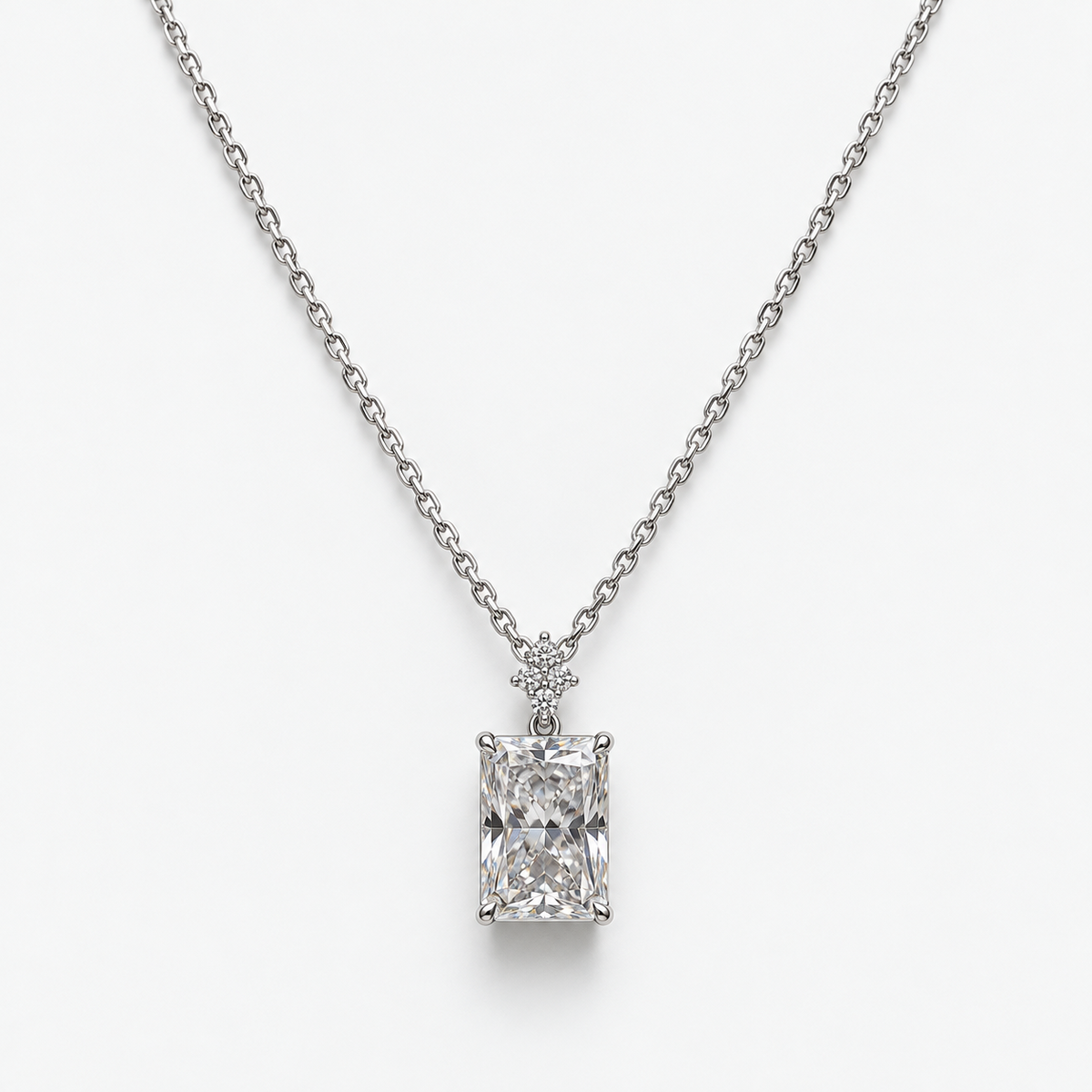 Radiant Cut Lab   Grown Diamond Pendant Necklace in 14K White Gold