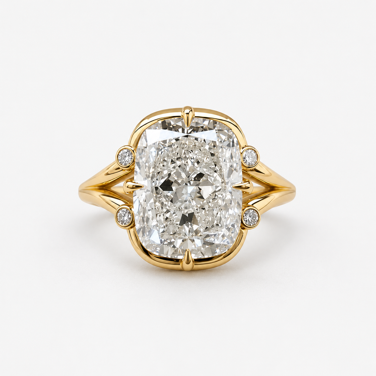 Cushion Cut Diamond Vintage-Inspired Engagement Ring  in 14K Yellow Gold