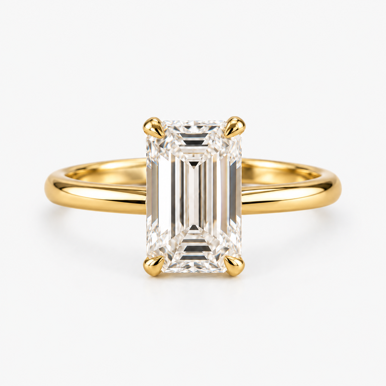 Lab Grown Diamond Emerald Cut Solitaire Engagement Ring in 14K Yellow Gold