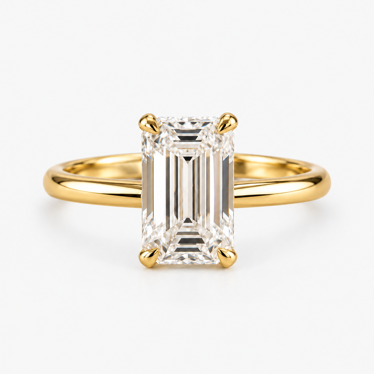 Lab Grown Diamond Emerald Cut Solitaire Engagement Ring in 14K Yellow Gold