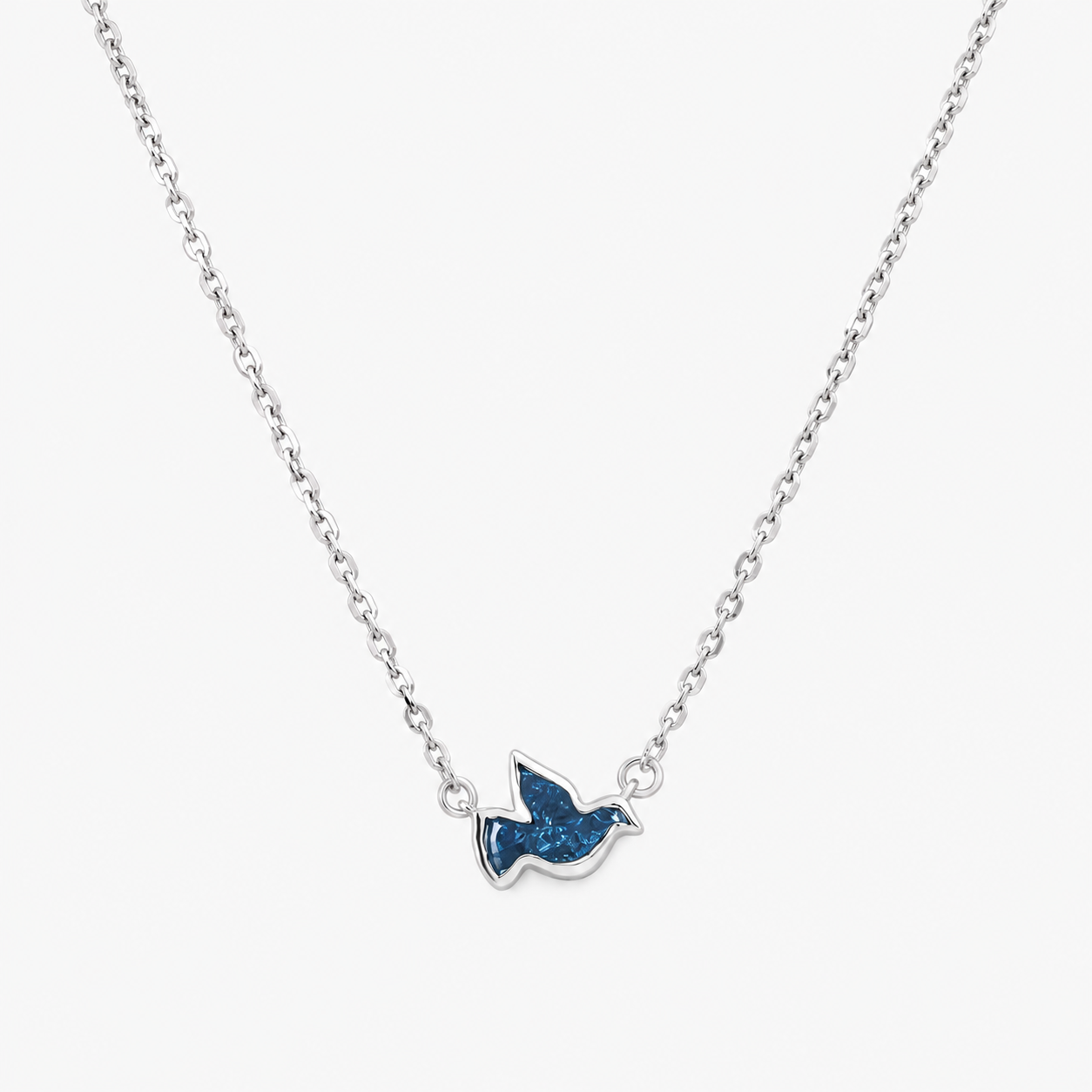 Lab Grown Diamond Fancy Blue Crushed Ice Cut Bird / Dove Bezel Pendant Necklace IGI Certified in 14K Yellow Gold