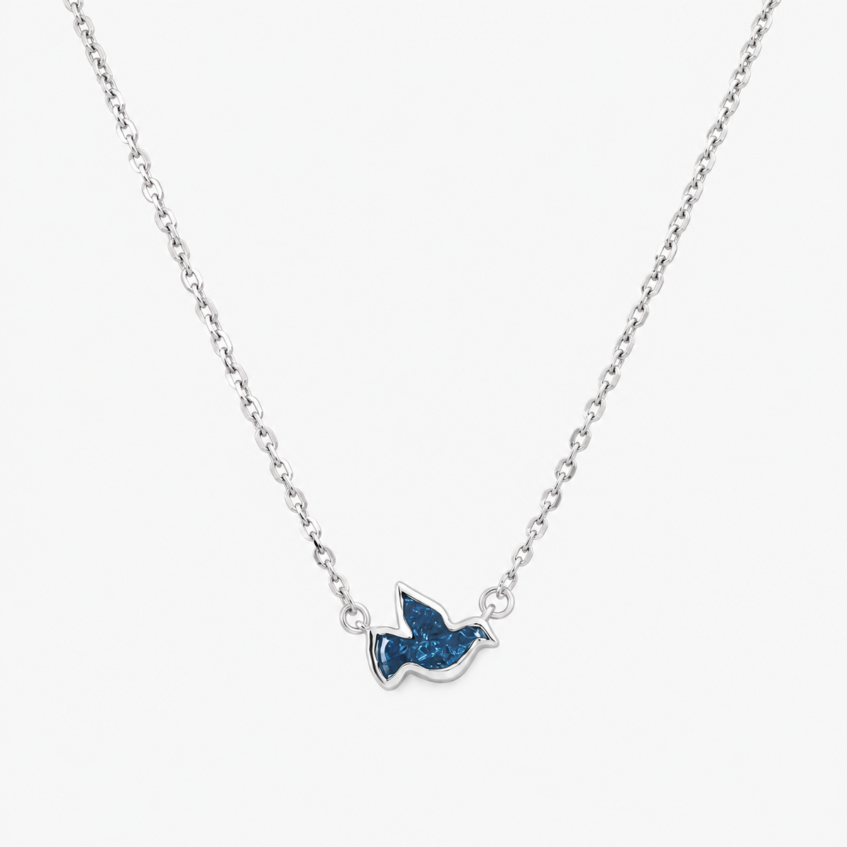 Lab Grown Diamond Fancy Blue Crushed Ice Cut Bird / Dove Bezel Pendant Necklace IGI Certified in 14K Yellow Gold