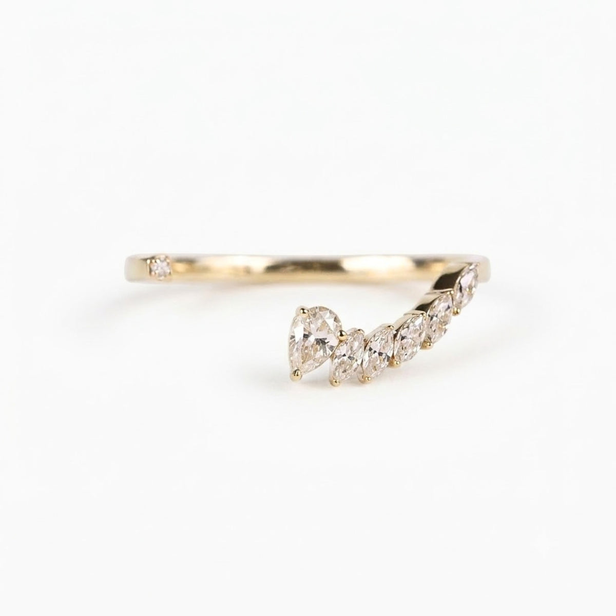 Lab Grown Diamond Marquise V-Shaped Open Band in 14K Yellow Gold