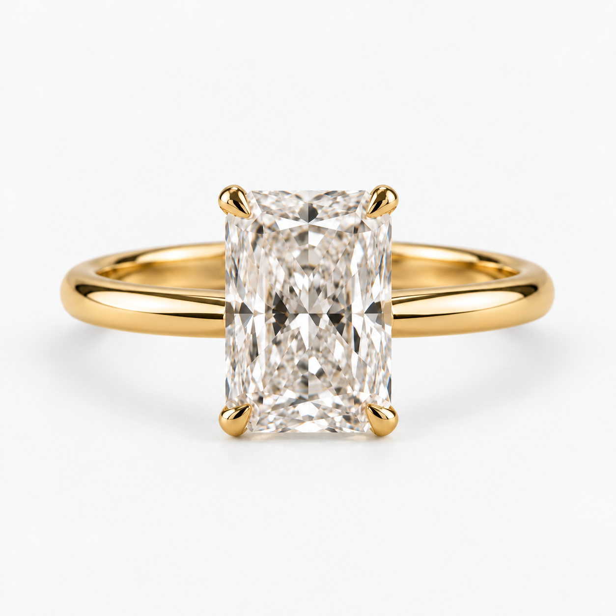 Lab Grown Diamond   Radiant Cut Solitaire Engagement Ring in 14K Yellow Gold