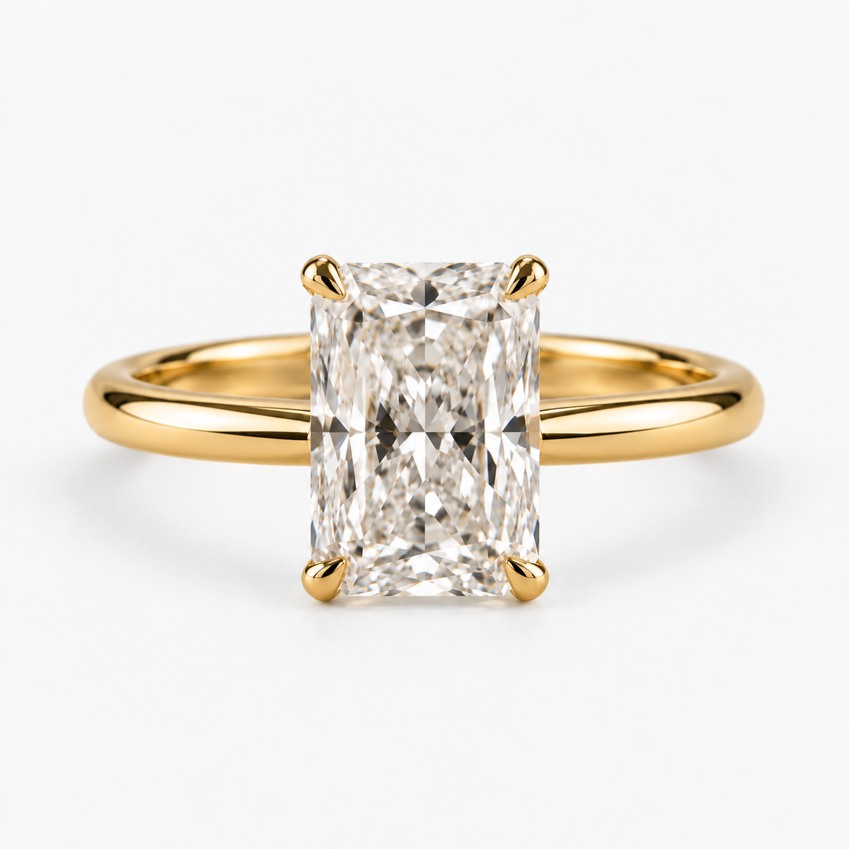 Lab Grown Diamond   Radiant Cut Solitaire Engagement Ring in 14K Yellow Gold
