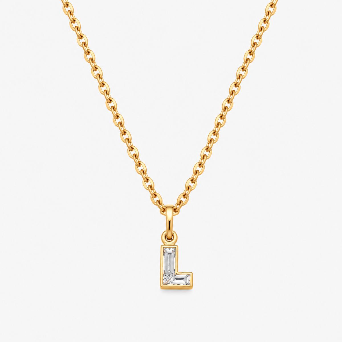 Lab Grown Diamond Alphabet L Cut Initial Pendant Necklace IGI Certified in 14K Yellow Gold