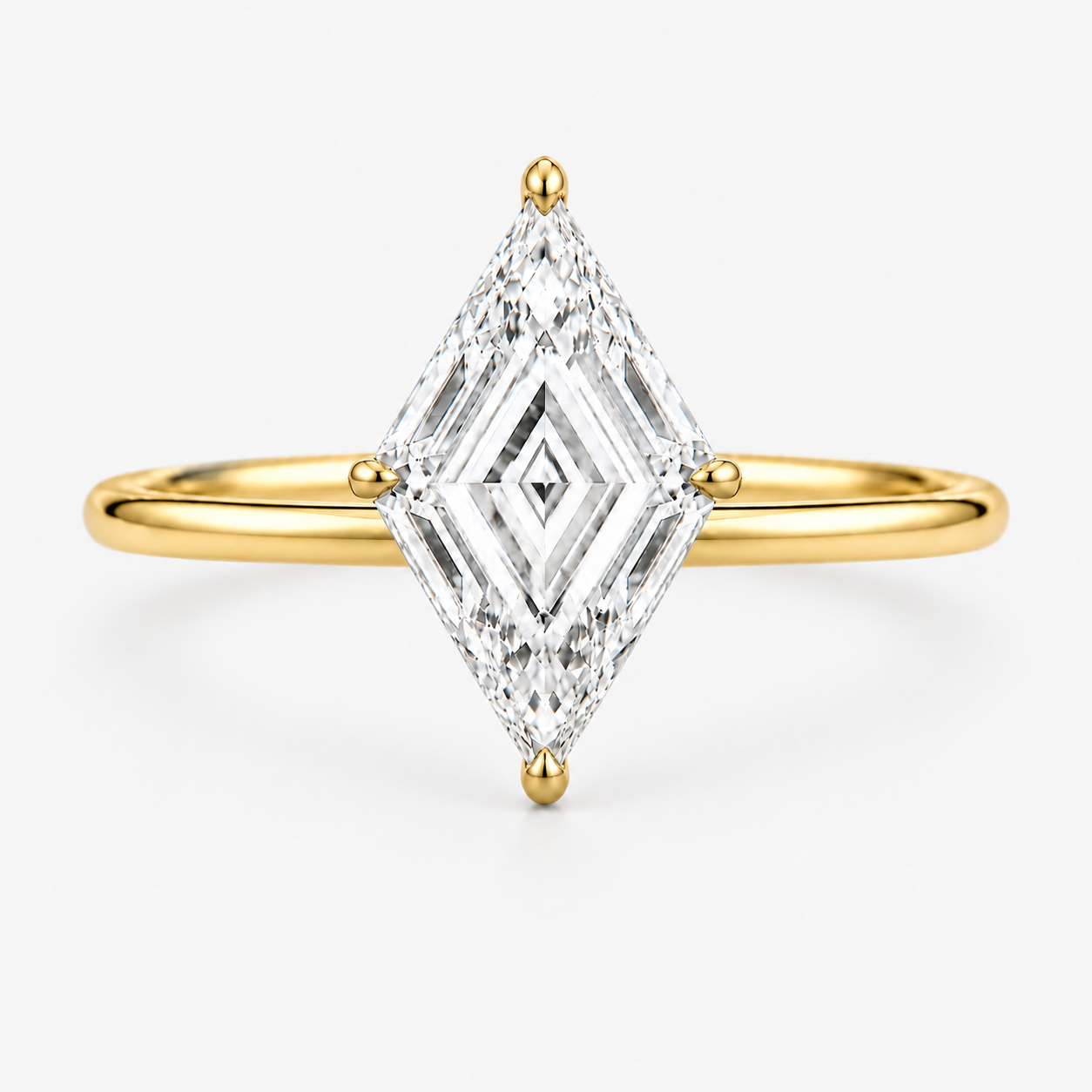 Lab Grown Diamond Lozenge Cut Solitaire Engagement Ring IGI Certified in 14K Yellow Gold
