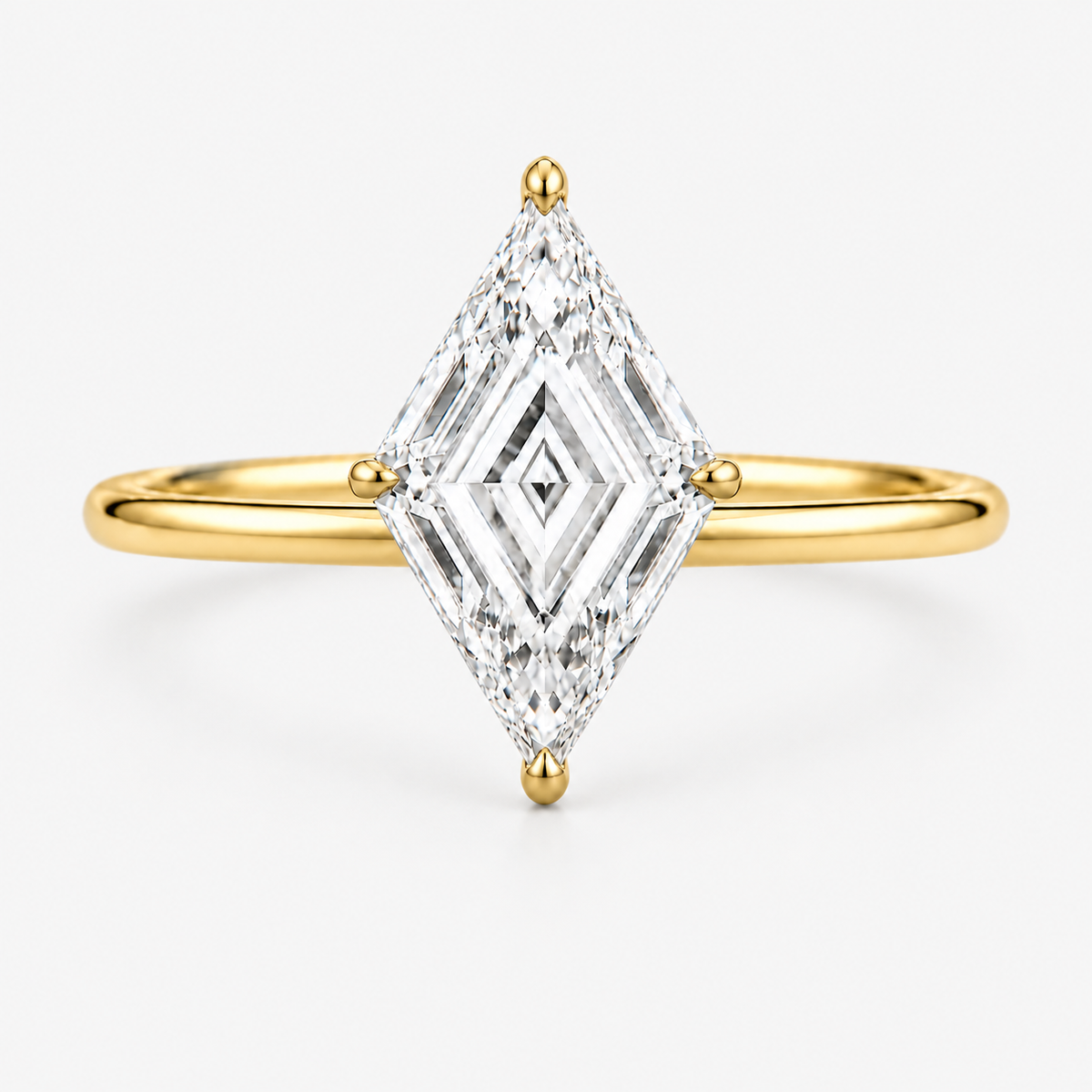 Lab Grown Diamond Lozenge Cut Solitaire Engagement Ring IGI Certified in 14K Yellow Gold