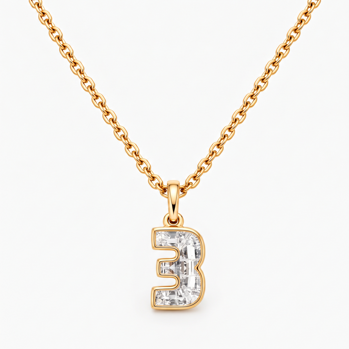 Lab Grown Diamond Number 3 Pendant Necklace in 14K Yellow Gold