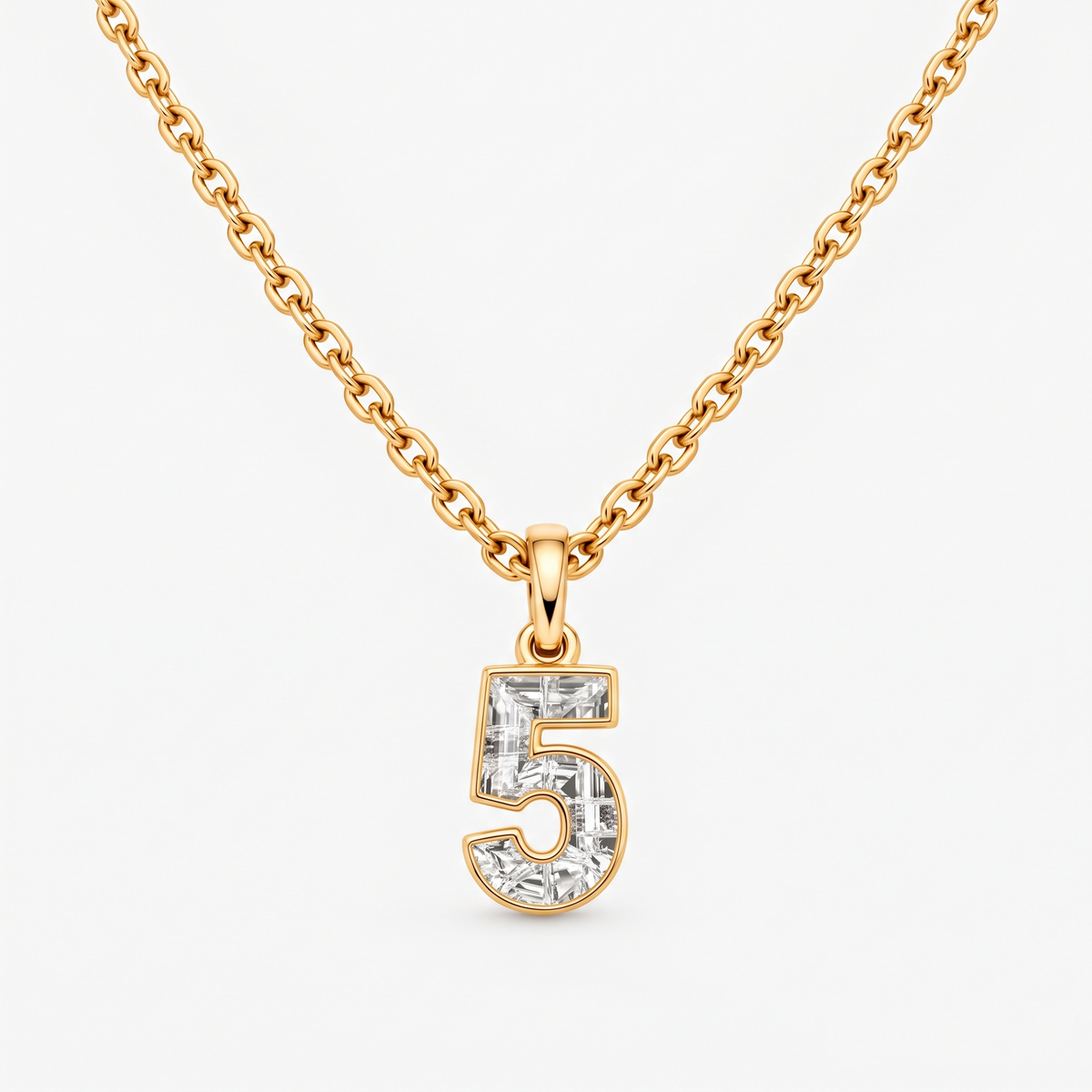 Lab Grown Diamond Number 5 Pendant Necklace in 14K Yellow Gold