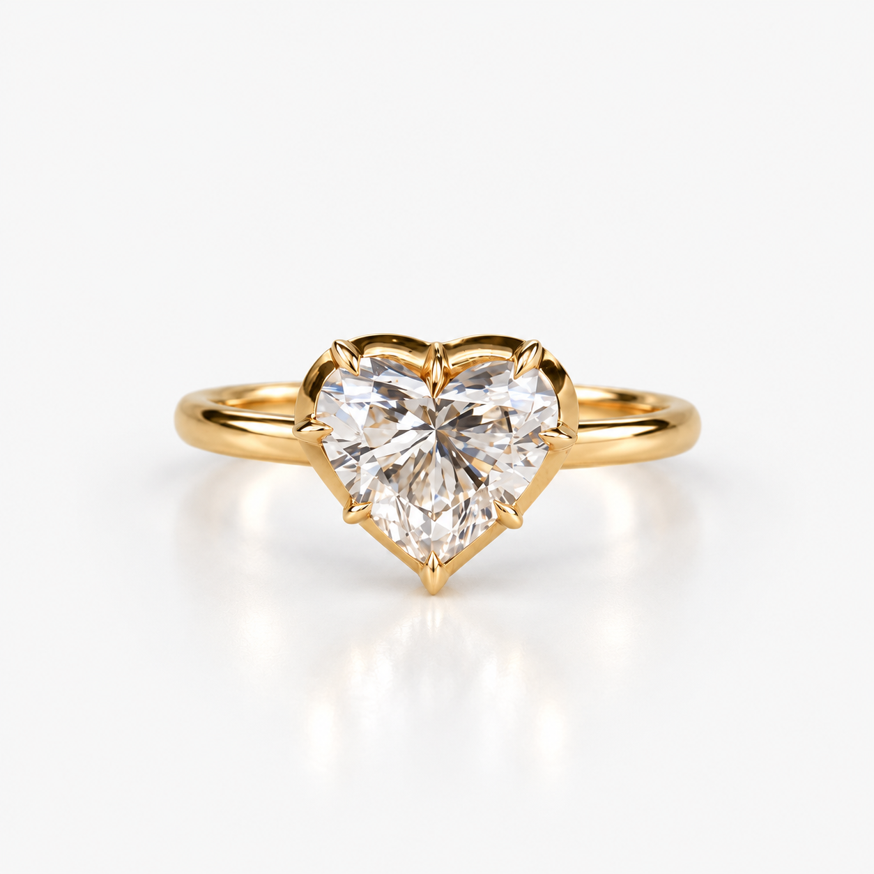 Heart Cut Lab Grown Diamond Solitaire Engagement Ring in 14K Yellow Gold