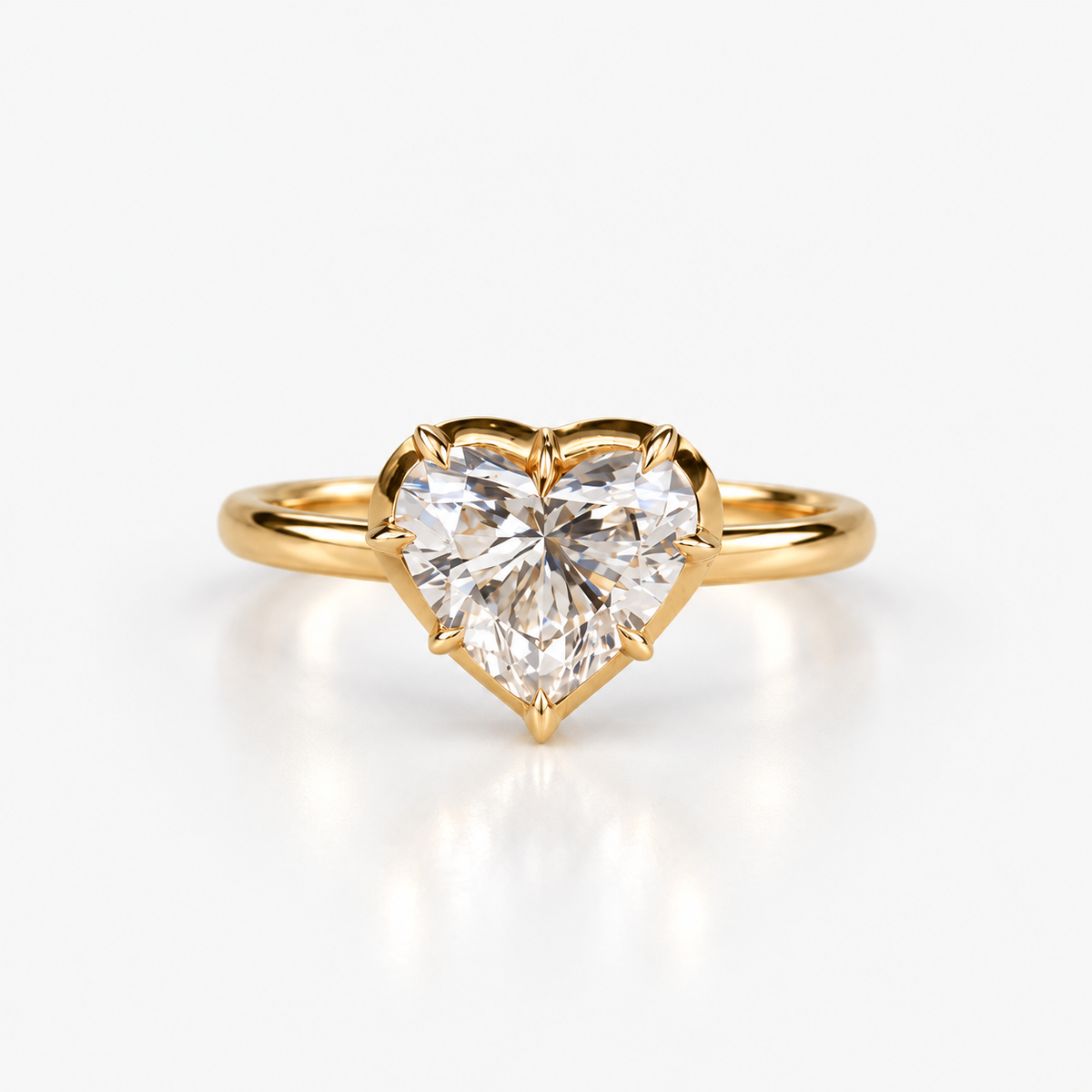 Heart Cut Lab Grown Diamond Solitaire Engagement Ring in 14K Yellow Gold