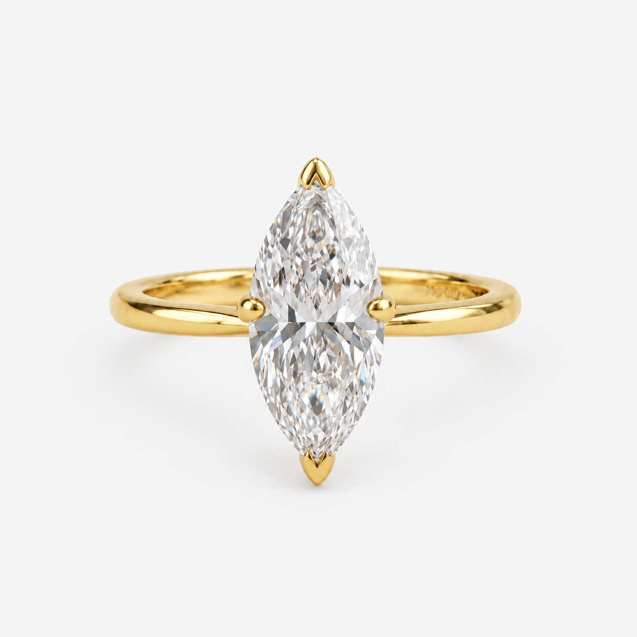 Marquise Cut Solitaire Diamond Engagement Ring in 14K Yellow Gold