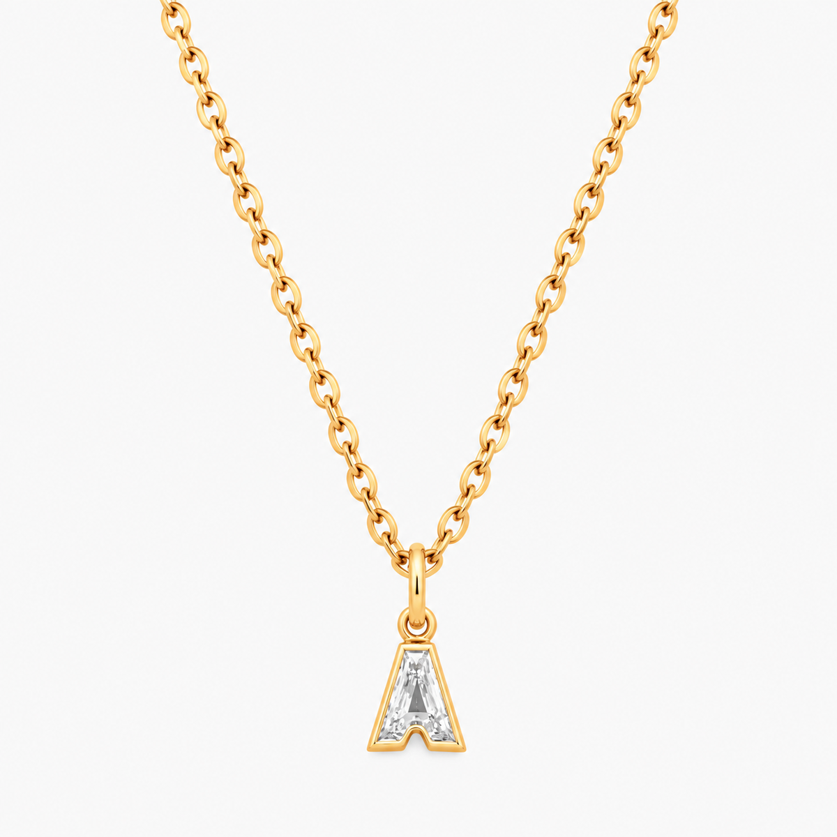 Lab Grown Diamond Alphabet A Cut Initial Pendant Necklace IGI Certified in 14K Yellow Gold