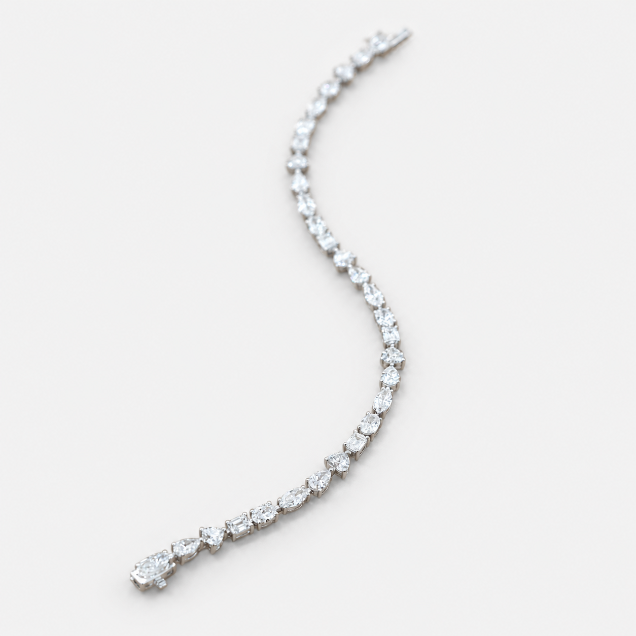 Lab Grown Diamond Multi-Shape Mixed Cut Pear Marquise Emerald Oval Tennis Bracelet IGI Certified in 14K Yellow Gold