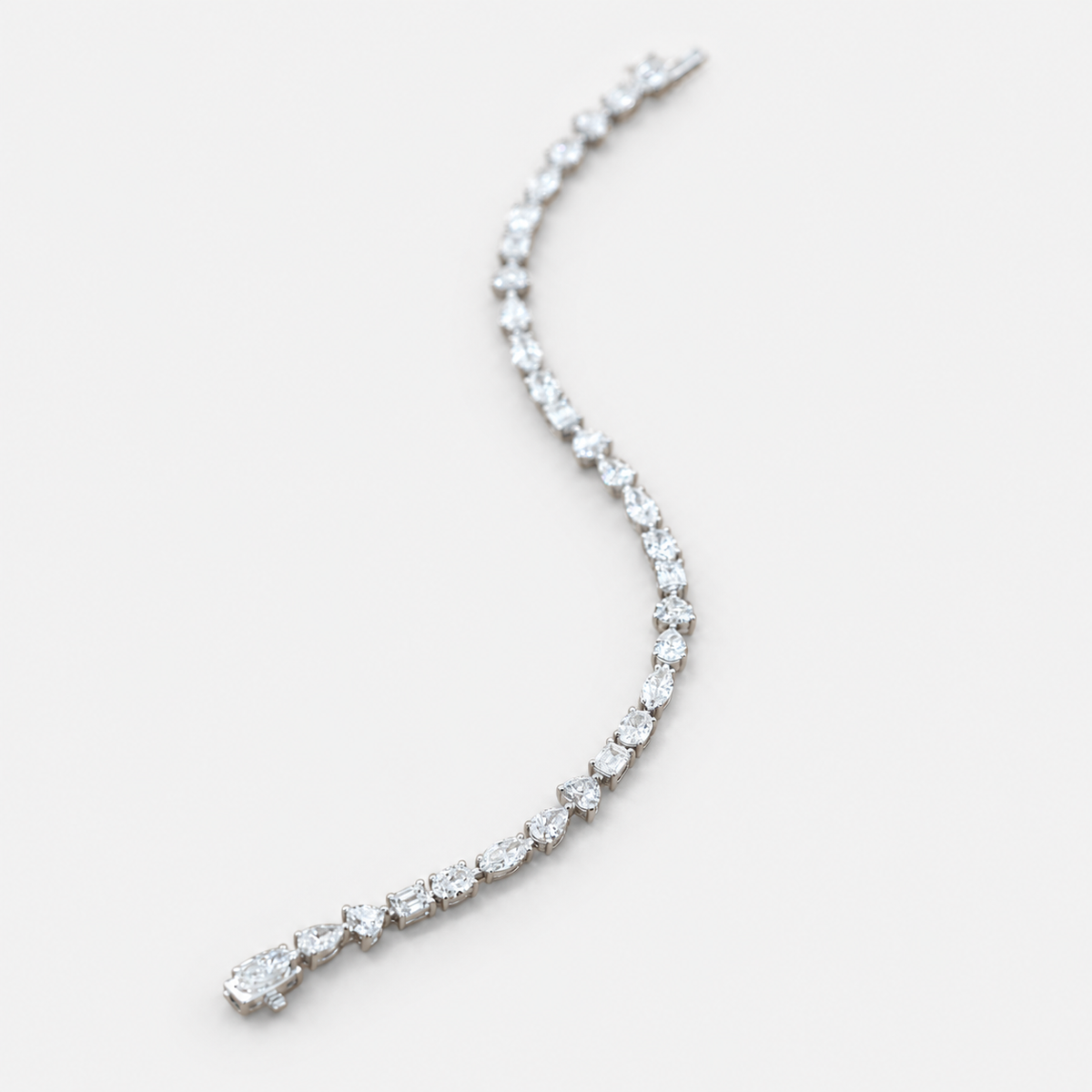 Lab Grown Diamond Multi-Shape Mixed Cut Pear Marquise Emerald Oval Tennis Bracelet IGI Certified in 14K Yellow Gold