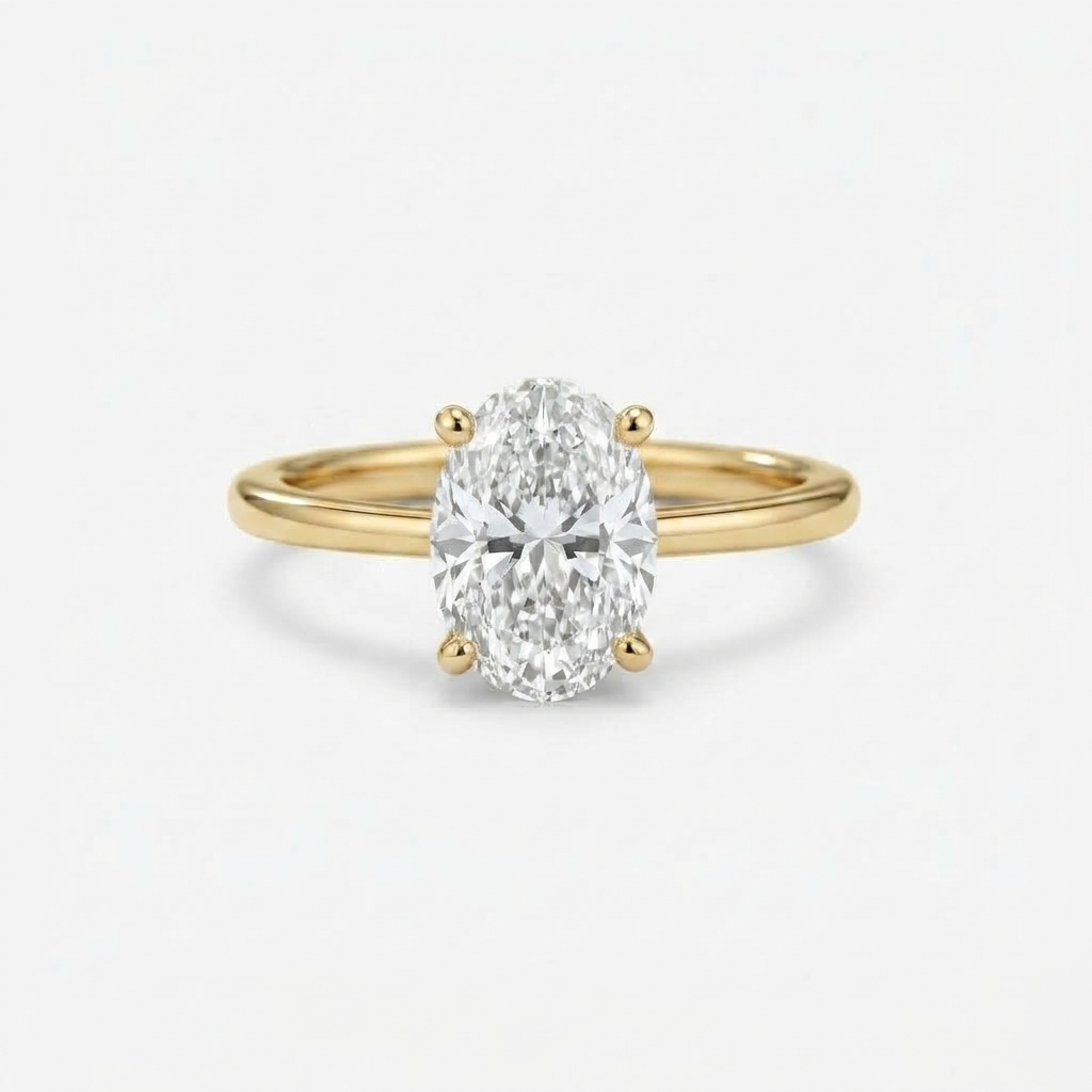 Lab Grown Diamond Oval Cut Solitaire Engagement Ring IGI Certified in 14K Yellow Gold