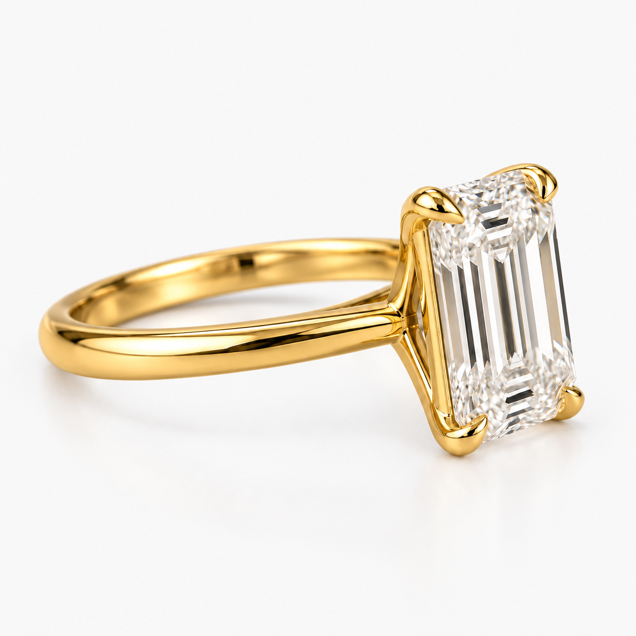 Lab Grown Diamond Emerald Cut Solitaire Engagement Ring in 14K Yellow Gold