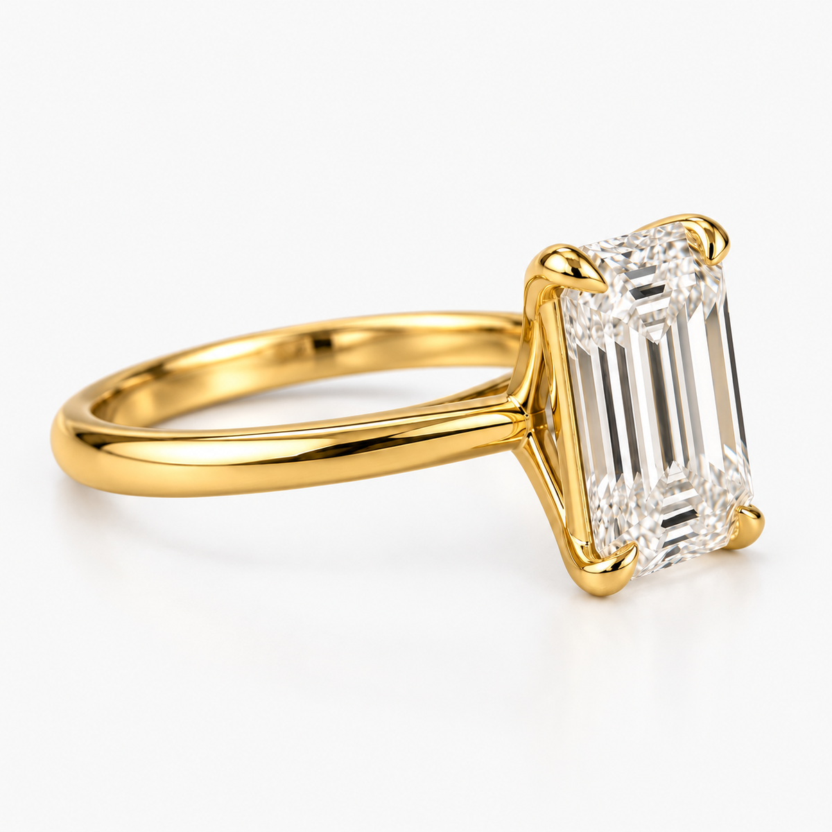Lab Grown Diamond Emerald Cut Solitaire Engagement Ring in 14K Yellow Gold