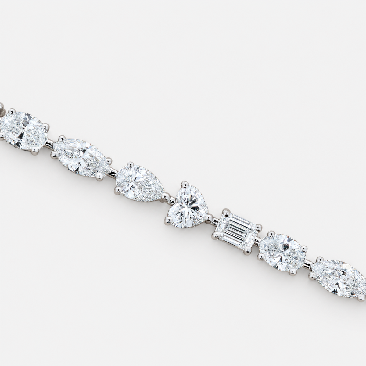 Lab Grown Diamond Multi-Shape Mixed Cut Pear Marquise Emerald Oval Tennis Bracelet IGI Certified in 14K Yellow Gold
