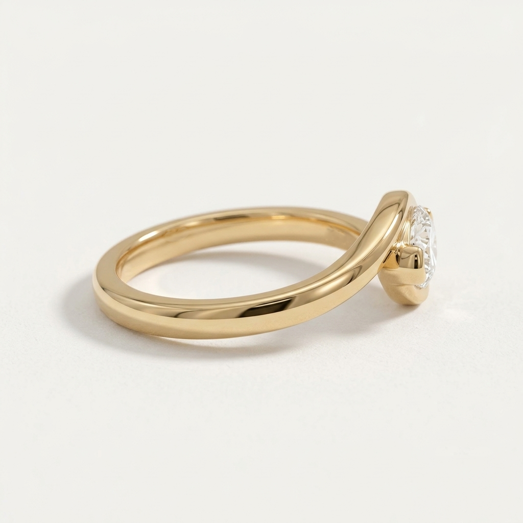 Lab Grown Diamond Marquise Cut East-West Bypass Solitaire Engagement Ring IGI Certified in 14K Yellow Gold