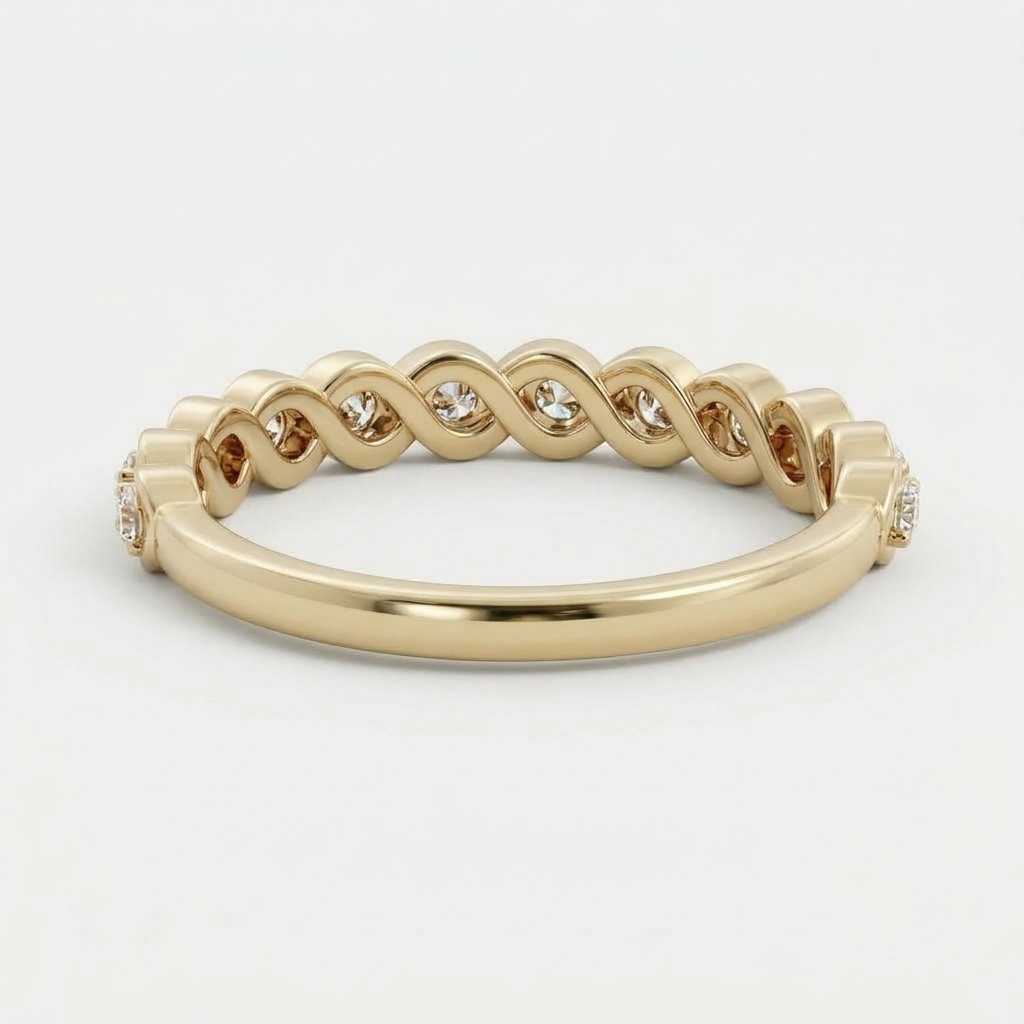 Lab Grown Diamond Round Brilliant Interlocking Infinity Vine Band Ring in 14K Yellow Gold