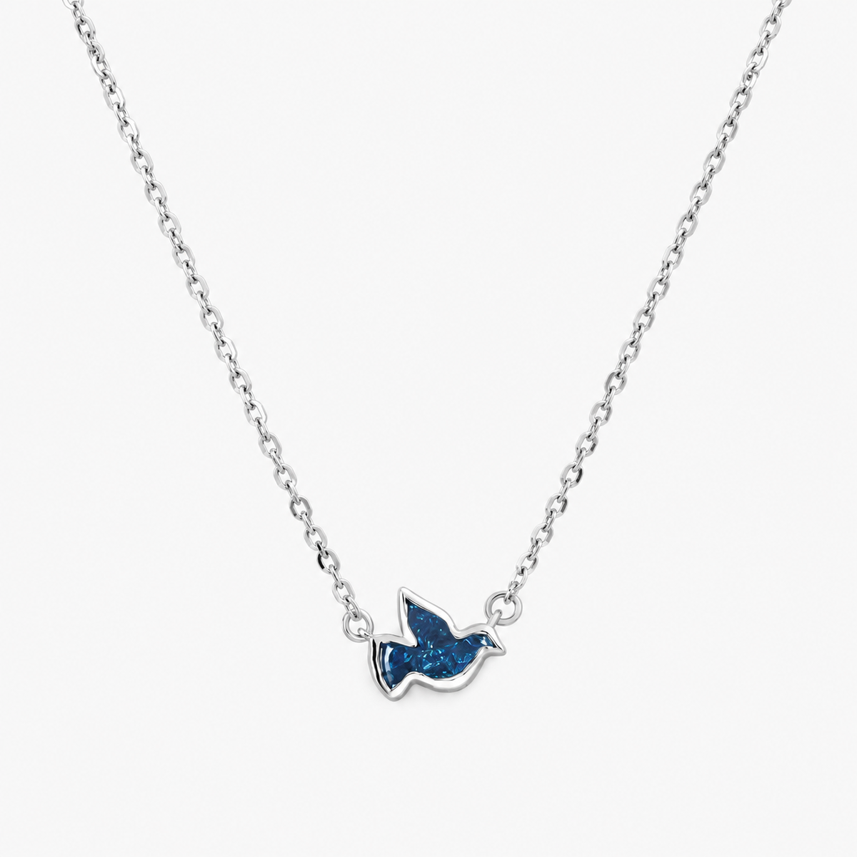 Lab Grown Diamond Fancy Blue Crushed Ice Cut Bird / Dove Bezel Pendant Necklace IGI Certified in 14K Yellow Gold