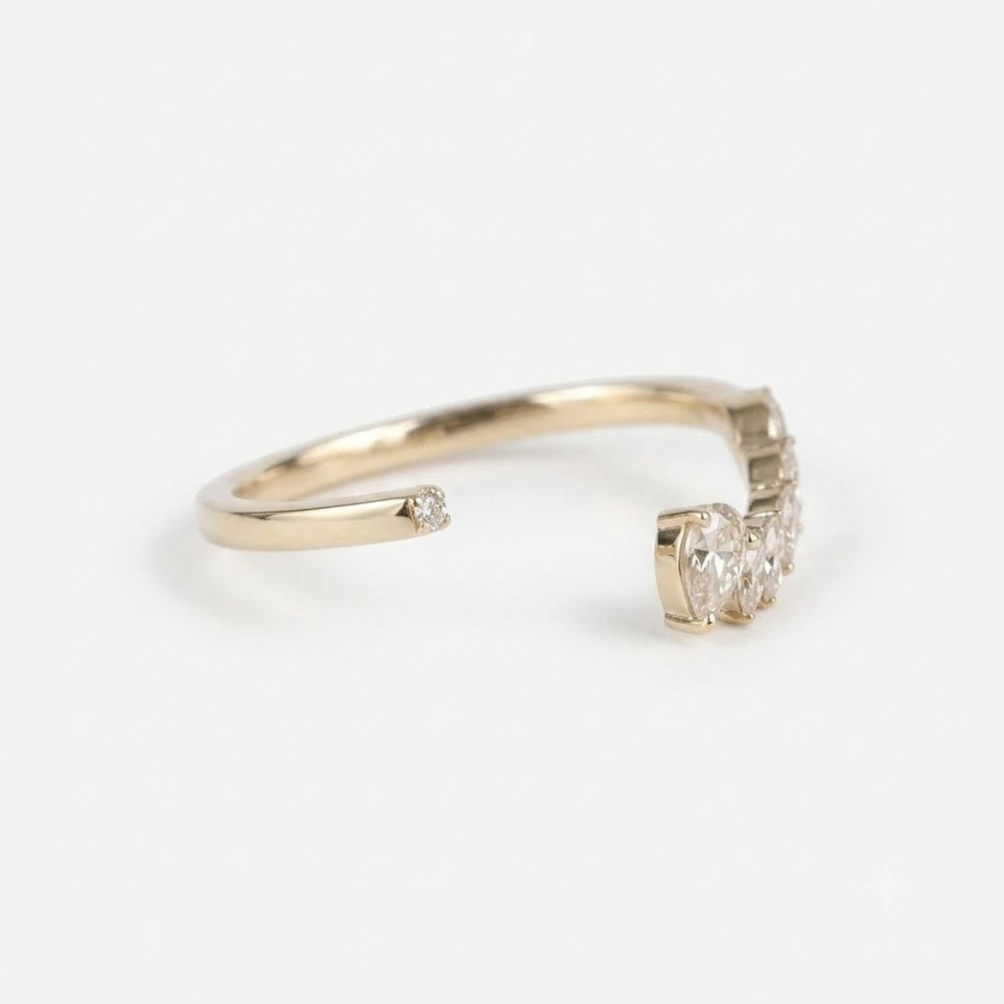 Lab Grown Diamond Marquise V-Shaped Open Band in 14K Yellow Gold