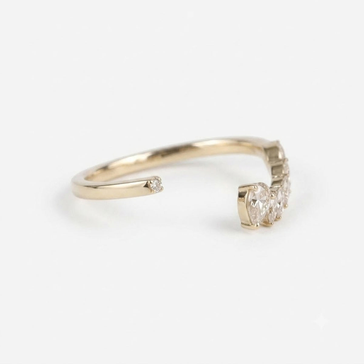 Lab Grown Diamond Marquise V-Shaped Open Band in 14K Yellow Gold