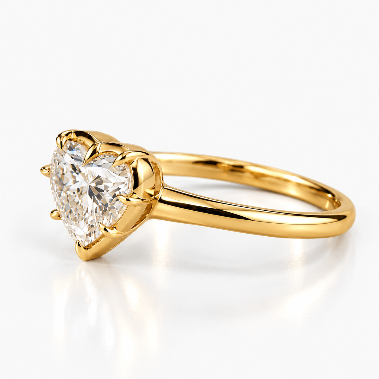 Heart Cut Lab Grown Diamond Solitaire Engagement Ring in 14K Yellow Gold