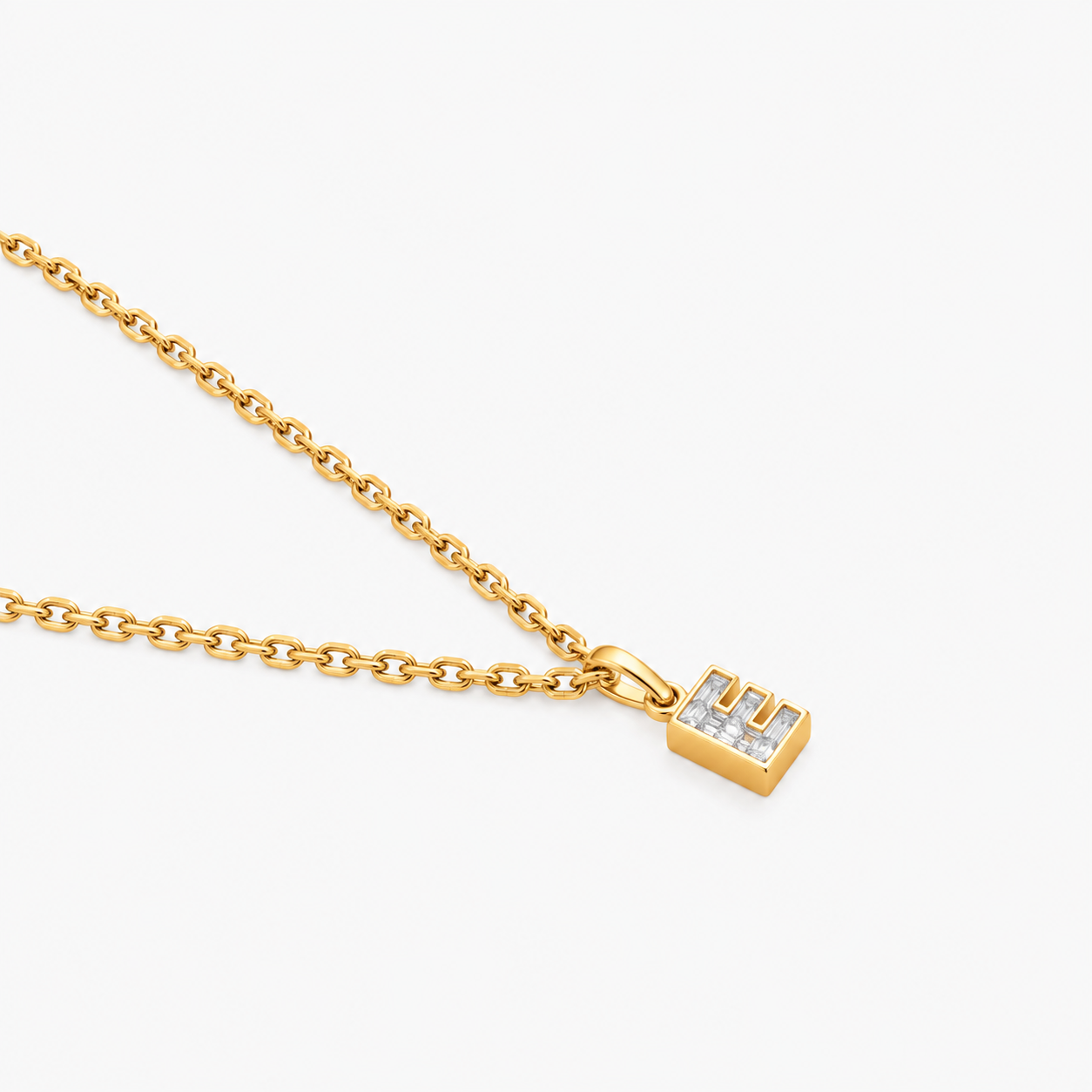 Lab Grown Diamond Alphabet E Cut Initial Pendant Necklace IGI Certified in 14K Yellow Gold