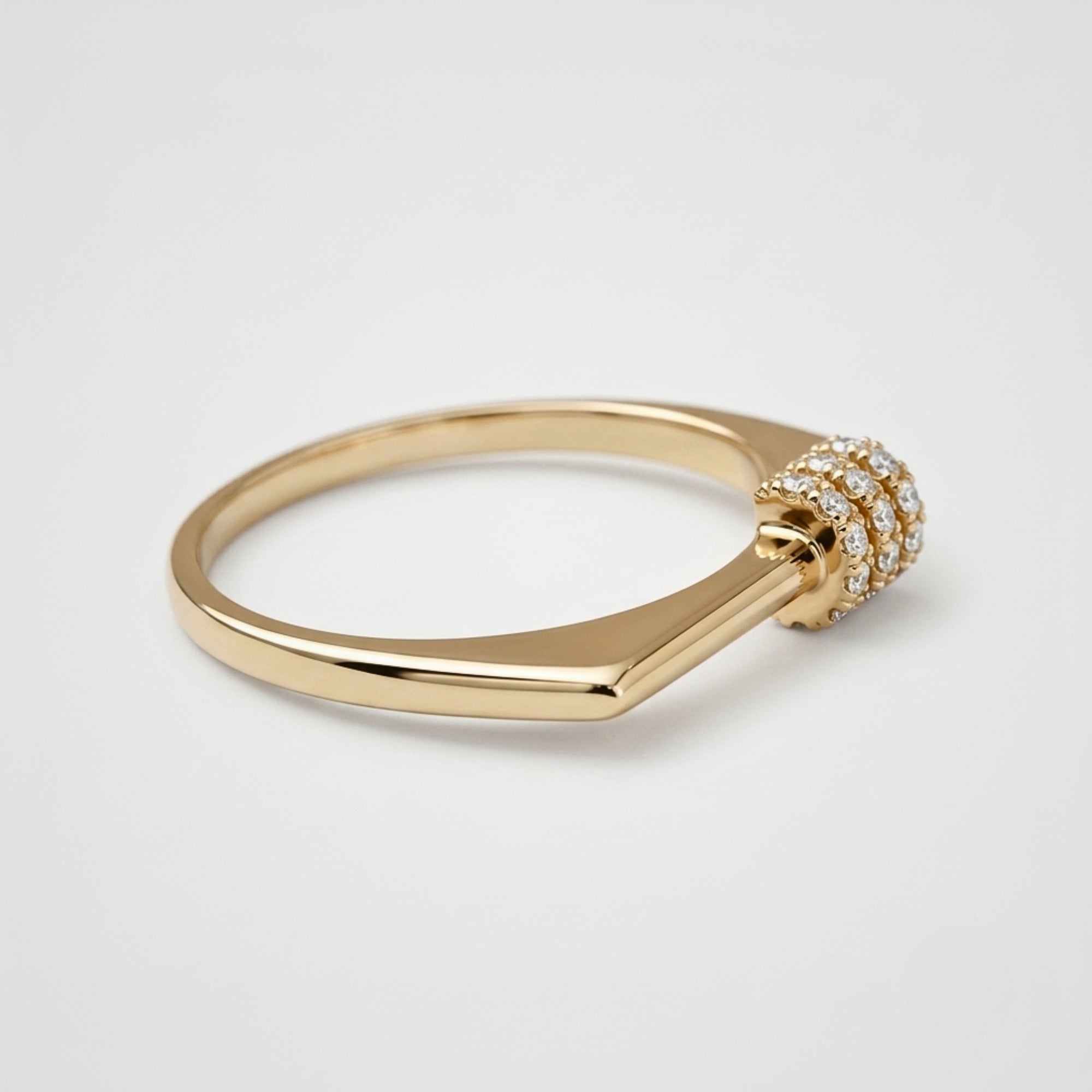 Lab Grown Diamond Triple Row Pave Stackable Open Cuff Band Ring in 14K Yellow Gold