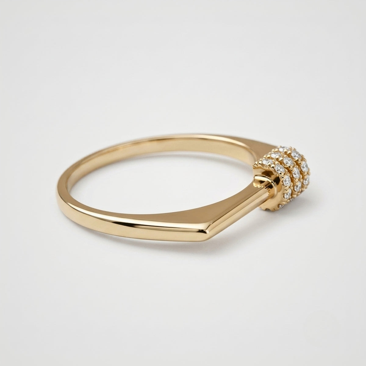 Lab Grown Diamond Triple Row Pave Stackable Open Cuff Band Ring in 14K Yellow Gold