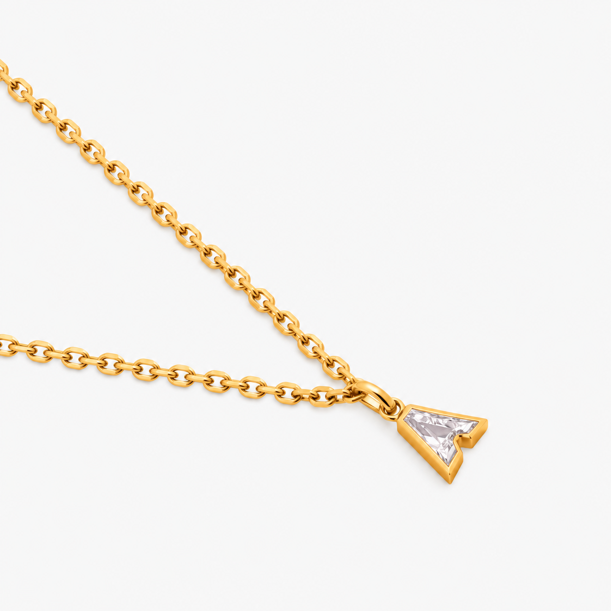 Lab Grown Diamond Alphabet A Cut Initial Pendant Necklace IGI Certified in 14K Yellow Gold