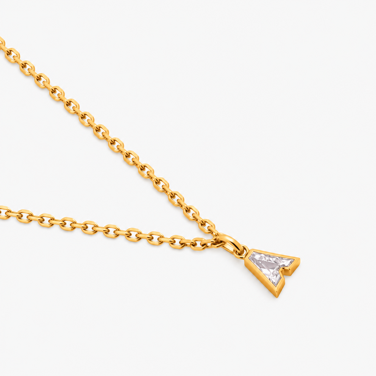 Lab Grown Diamond Alphabet A Cut Initial Pendant Necklace IGI Certified in 14K Yellow Gold