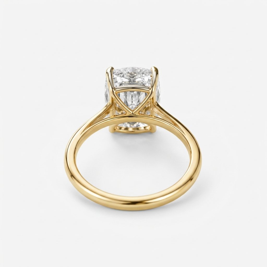 Lab Grown Diamond Elongated Old Mine Cushion Cut Solitaire Engagement Ring IGI Certified in 14K Yellow Gold