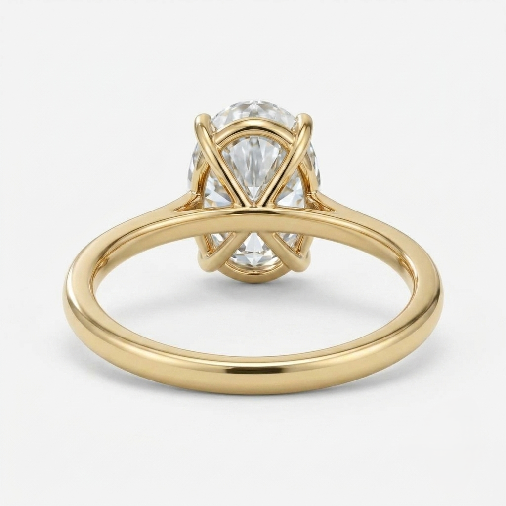 Lab Grown Diamond Oval Cut Solitaire Engagement Ring IGI Certified in 14K Yellow Gold