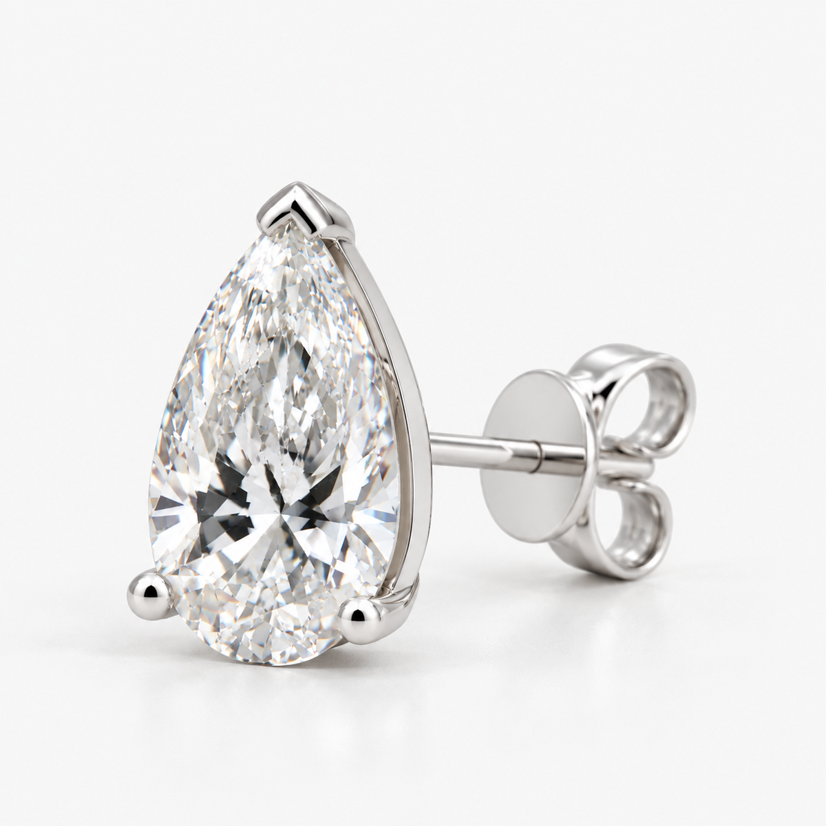 Lab Grown Diamond   Pear Cut Solitaire Stud Earrings in Three Prong Setting