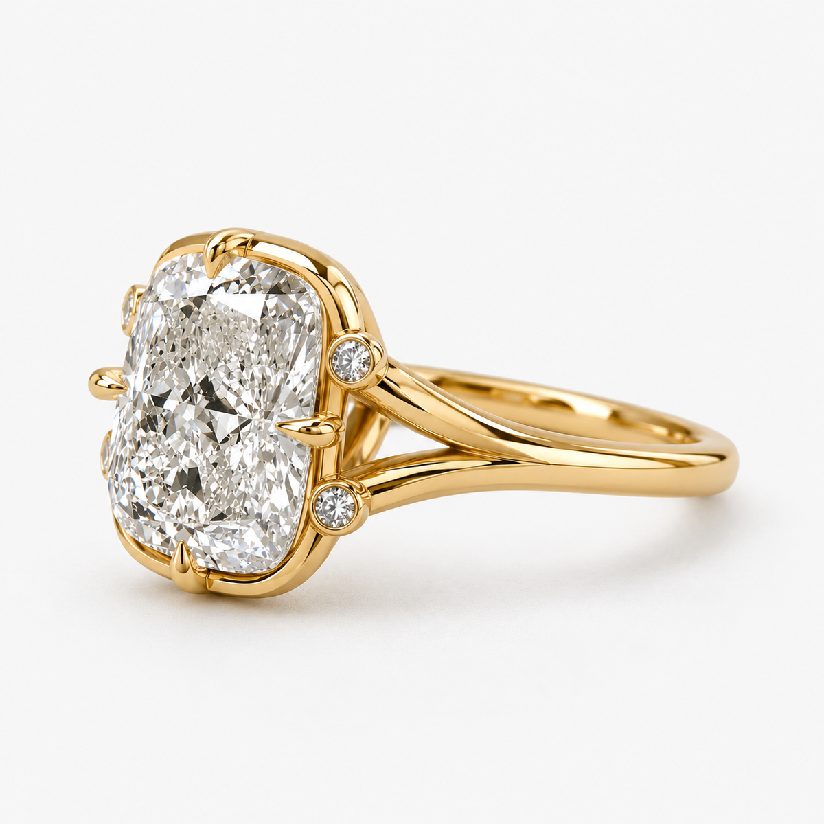 Cushion Cut Diamond Vintage-Inspired Engagement Ring  in 14K Yellow Gold