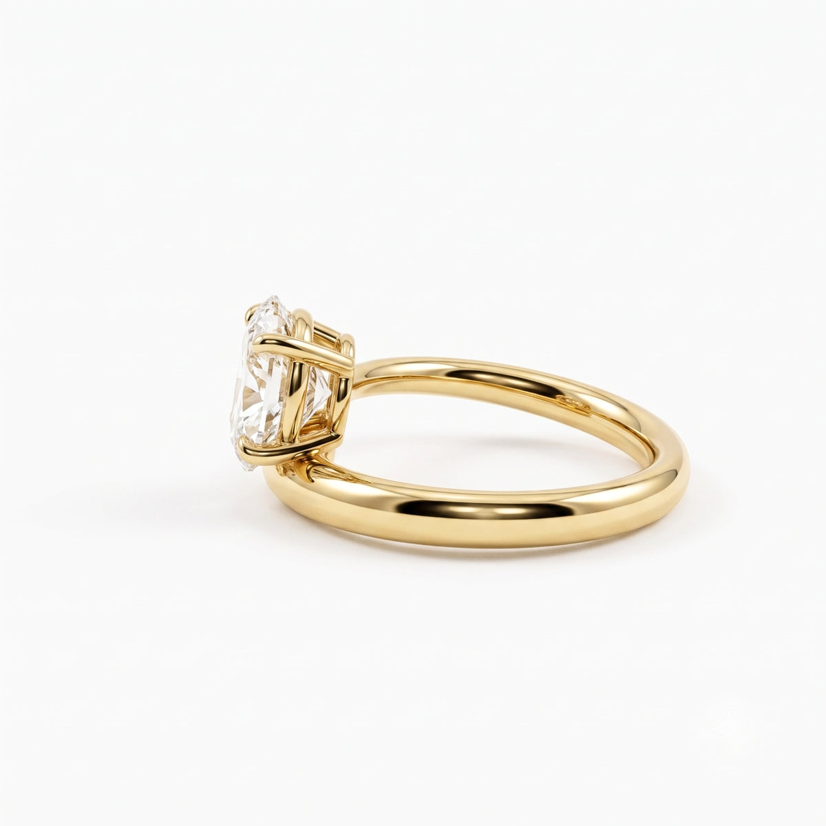 Lab Grown Diamond Oval Cut & Round Diamond Bypass Split Shank Engagement Ring IGI Certified in 14K Yellow Gold EF-104R