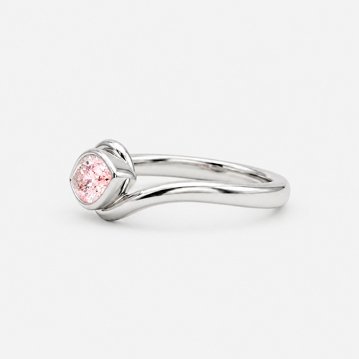 Lab Grown Diamond Fancy Pink Marquise Cut East-West Bypass Bezel Engagement Ring IGI Certified in 14K Yellow Gold