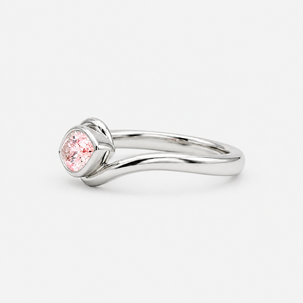 Lab Grown Diamond Fancy Pink Marquise Cut East-West Bypass Bezel Engagement Ring IGI Certified in 14K Yellow Gold