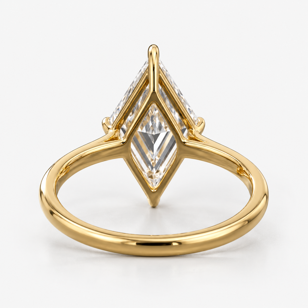 Lab Grown Diamond Lozenge Cut Solitaire Engagement Ring IGI Certified in 14K Yellow Gold